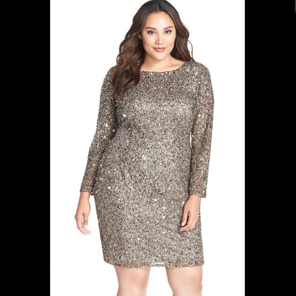 New Adrianna Papell sequin Scoop back dress lead - Picture 8 of 8